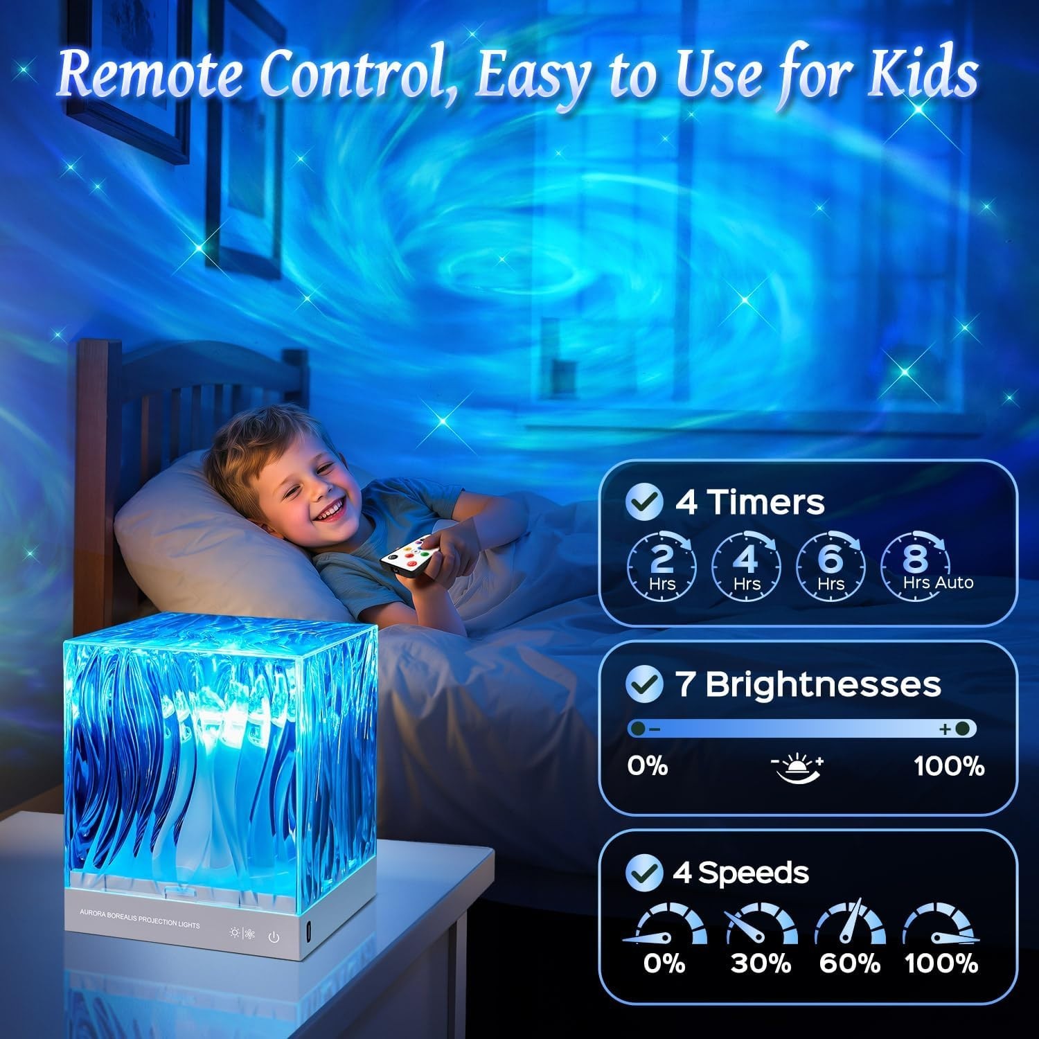 Hologram Cube Galaxy Projector for Kids with Auto Timer and Brightness Control