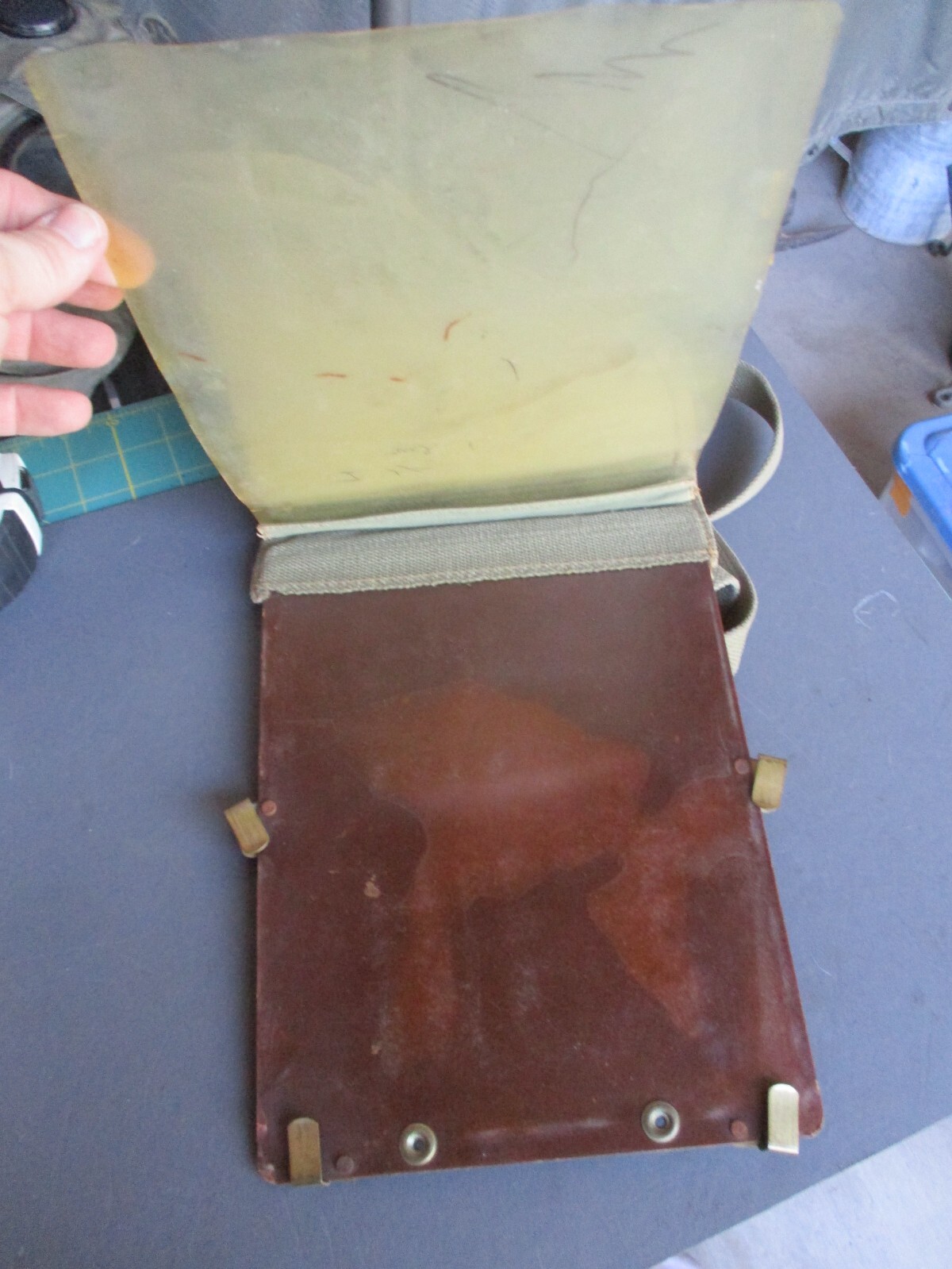 WWII British Map Case Clip Board with Shoulder Strap