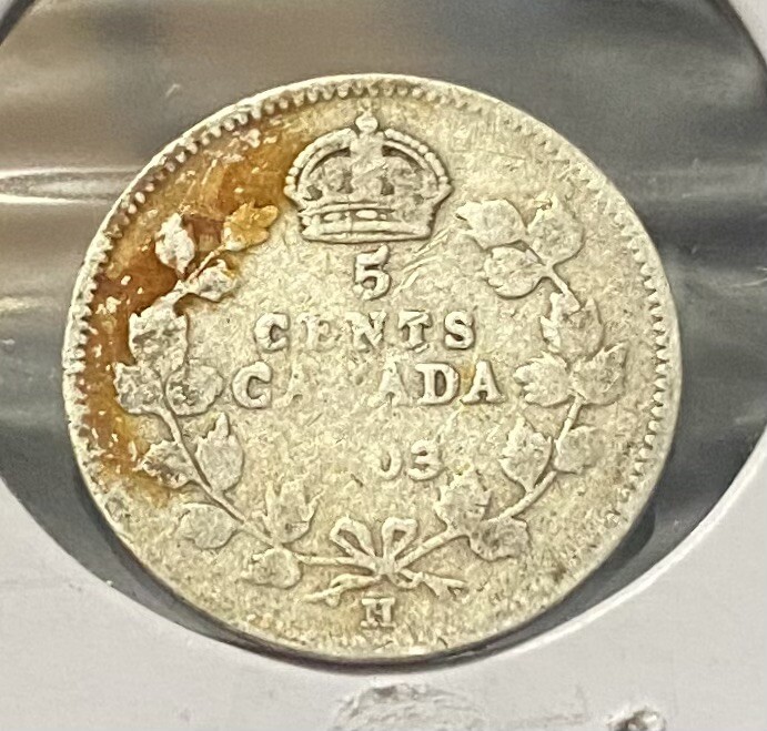 1903 Canada Five Cents Large H