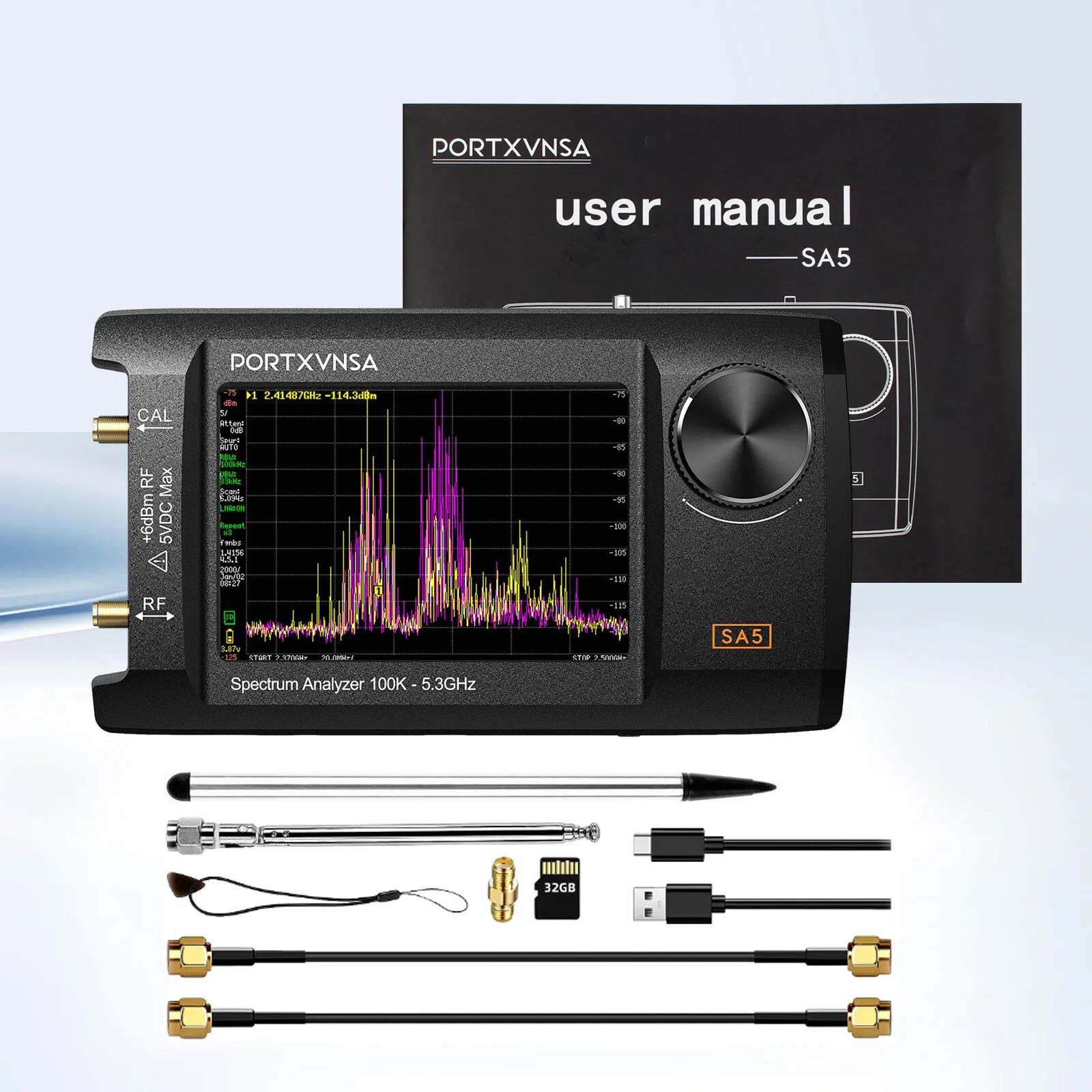 SA5 100K-5.3GHz Handheld Spectrum Analyzer Signal Generator with 4inch IPS LCD