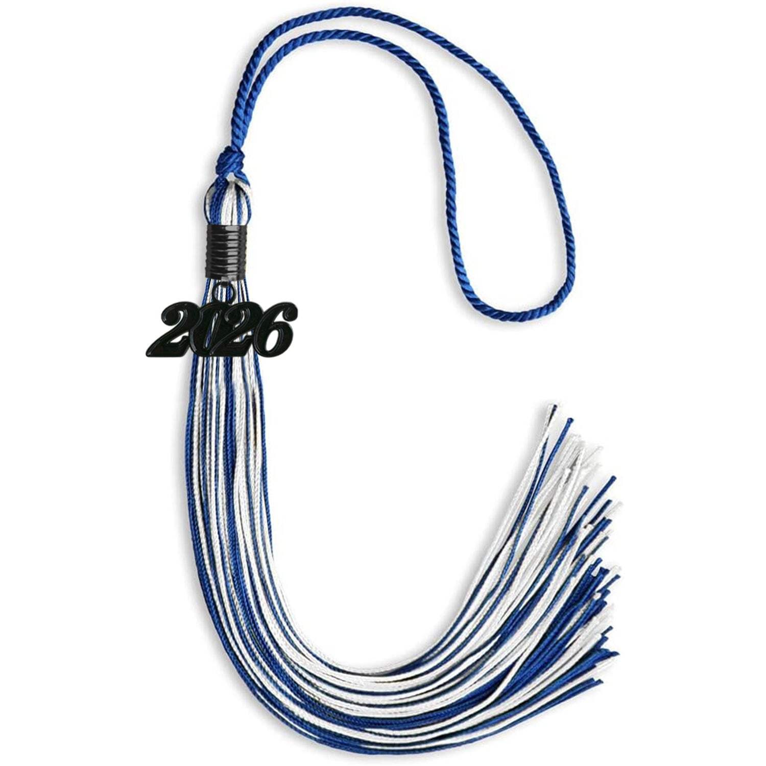 Endea Graduation Royal Blue/White Mixed Color Tassel With Black Date Drop