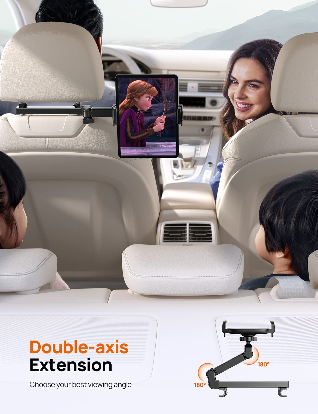 iPad Holder Car Headrest Stretchable Arm 2025 Adjustable Tablet Mount for Ca...