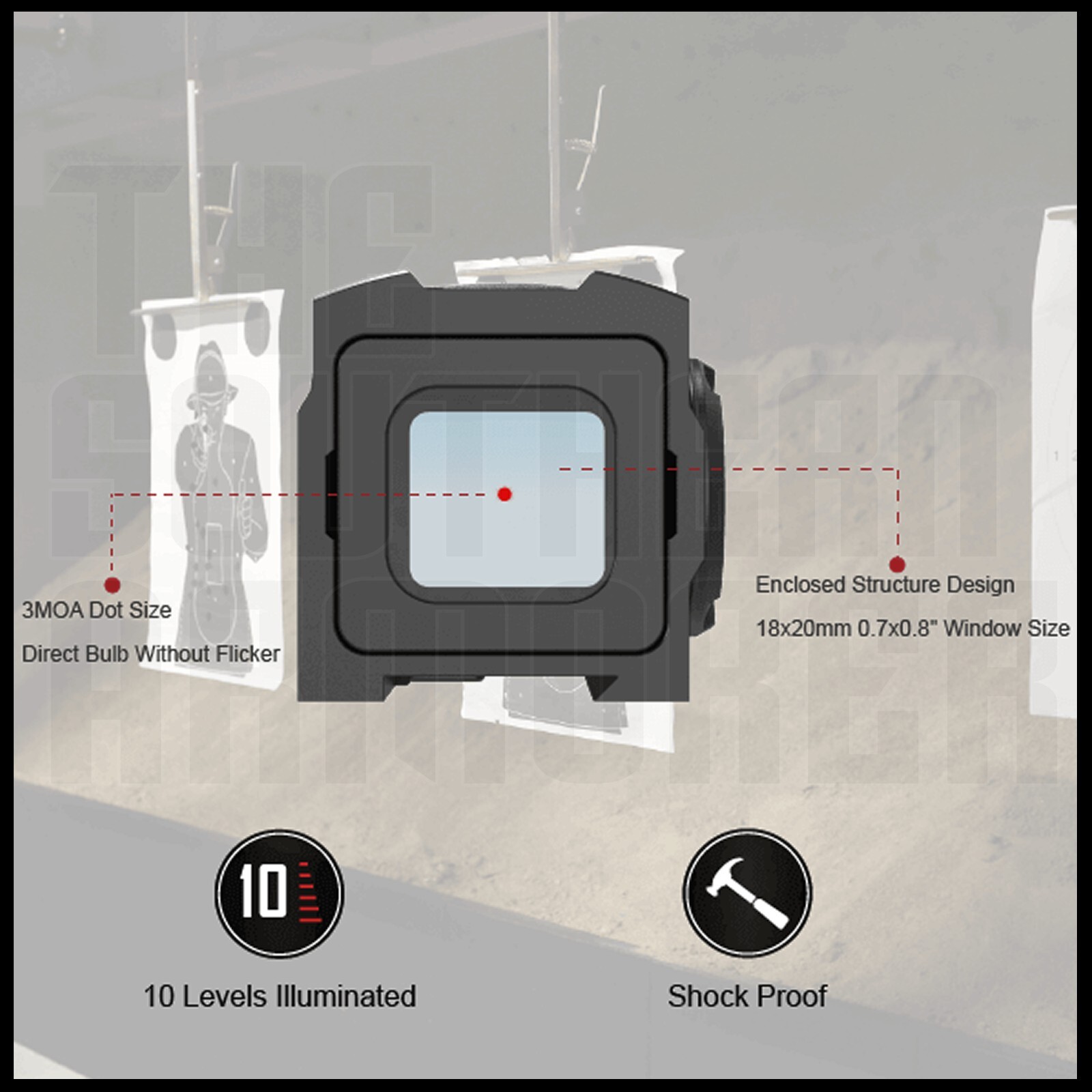 NEW SOLAR POWERED ENCLOSED RED DOT OPTIC SIGHT FOR FN 509 MRD WITH MOTION SENSOR