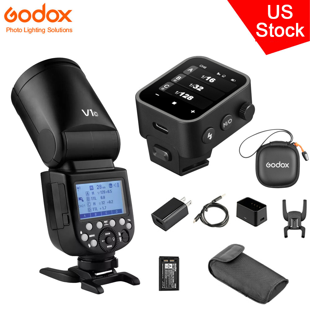 US Godox V1-C 2.4G TTL Round Head Flash Speedlite+X3-C Trigger For Canon Camera