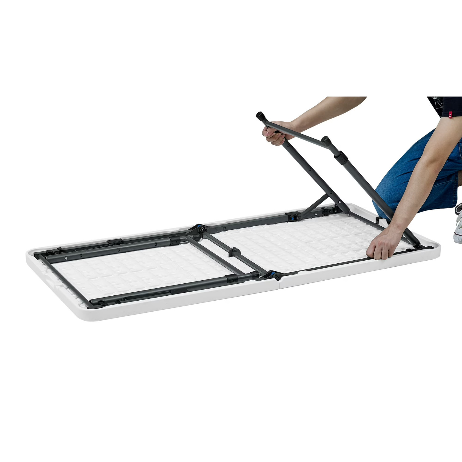 Mainstays 4FT Folding Table Adjustable Height Indoor Outdoor Carry Handle White