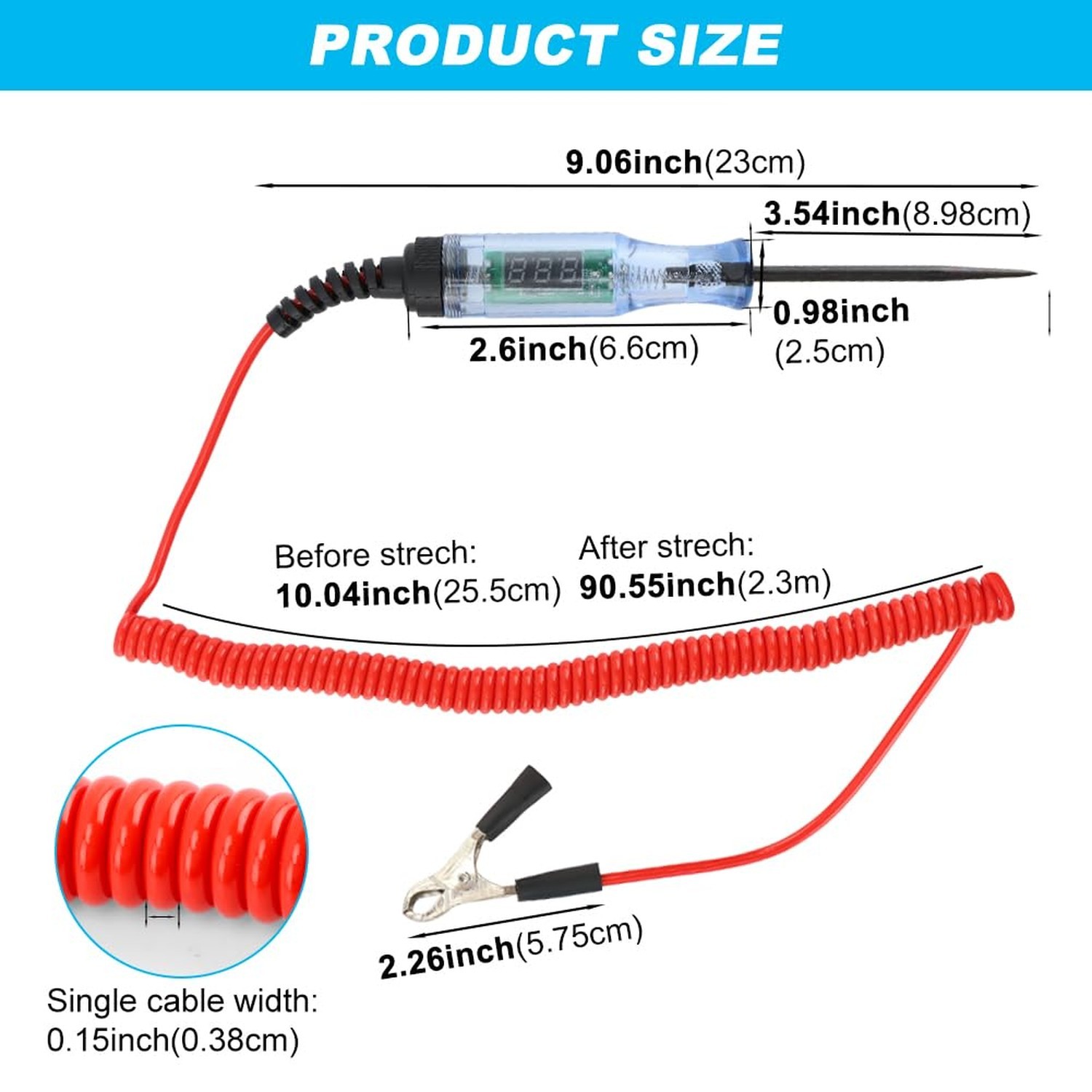 Automotive Test Light with 3-48V LED Digital Display, Auto Bidirectional Volt...