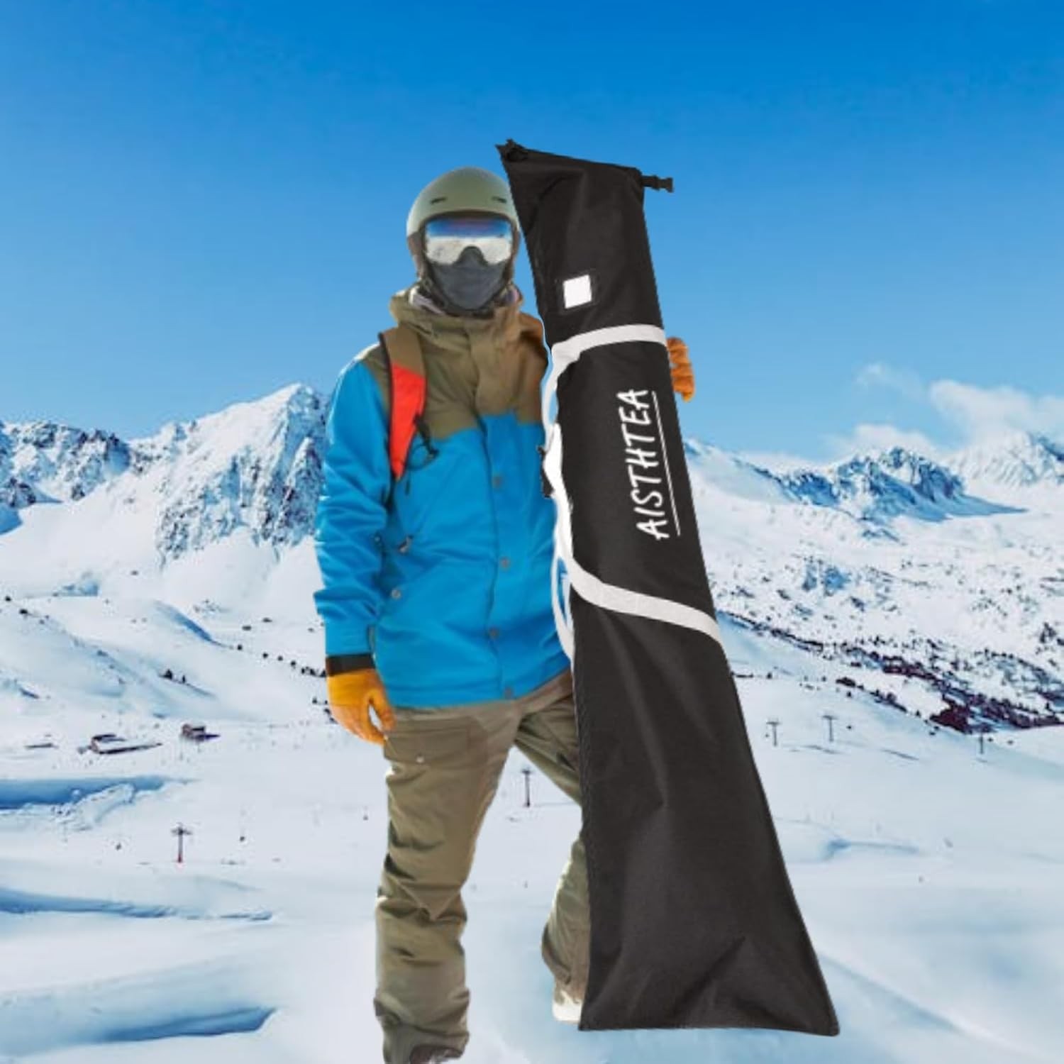 Ski Bag Snowboard 1680D Waterproof and One Size, Black