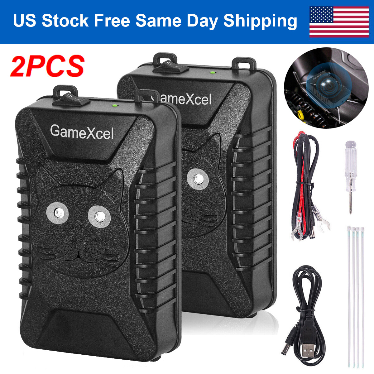 2PCS Car Ultrasonic Mouse Repeller Rat Rodent Pest Control Deterrent Repellent