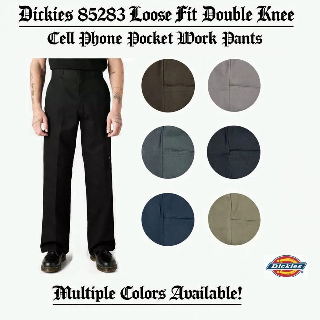 Dickies Men's 85283 Double Knee Work Pants Relaxed Fit Work Uniform Pants
