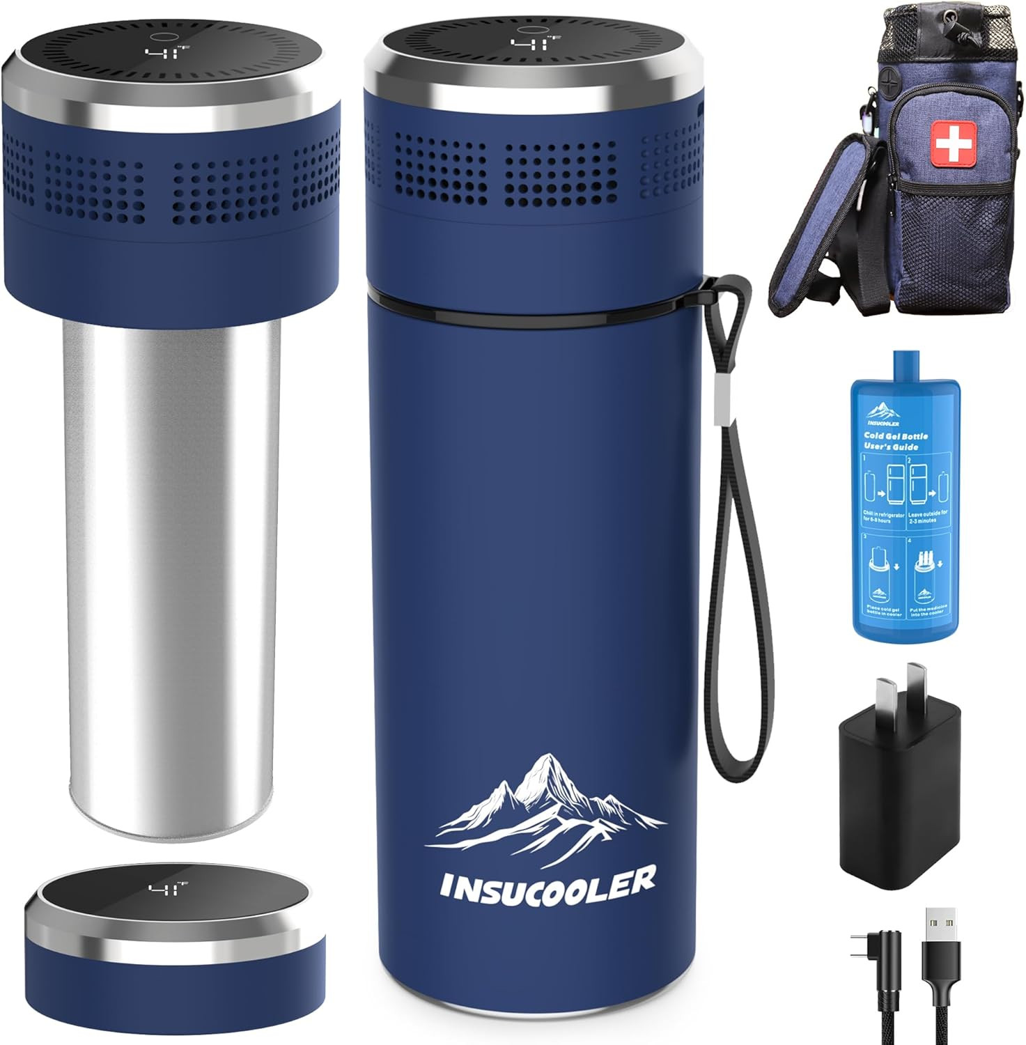 Insulin Cooler Travel Case - TSA Approved, 48H Cooling, Digital Display, Light B