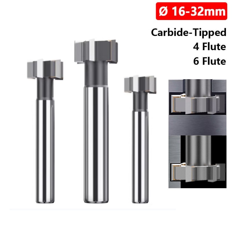 T-Slot End Mill Carbide-Tipped Woodruff Keyseat Milling Cutter 4 Flutes 6 Flutes