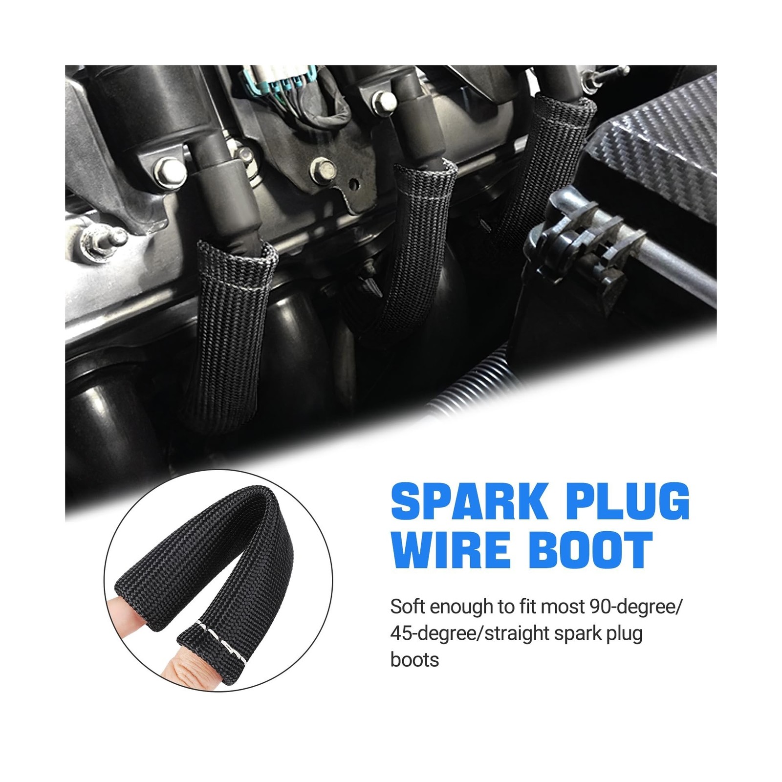 Spark Plug Wire Heat Shield Sleeve 2500° Spark Plug Boot Protector Boots Wr