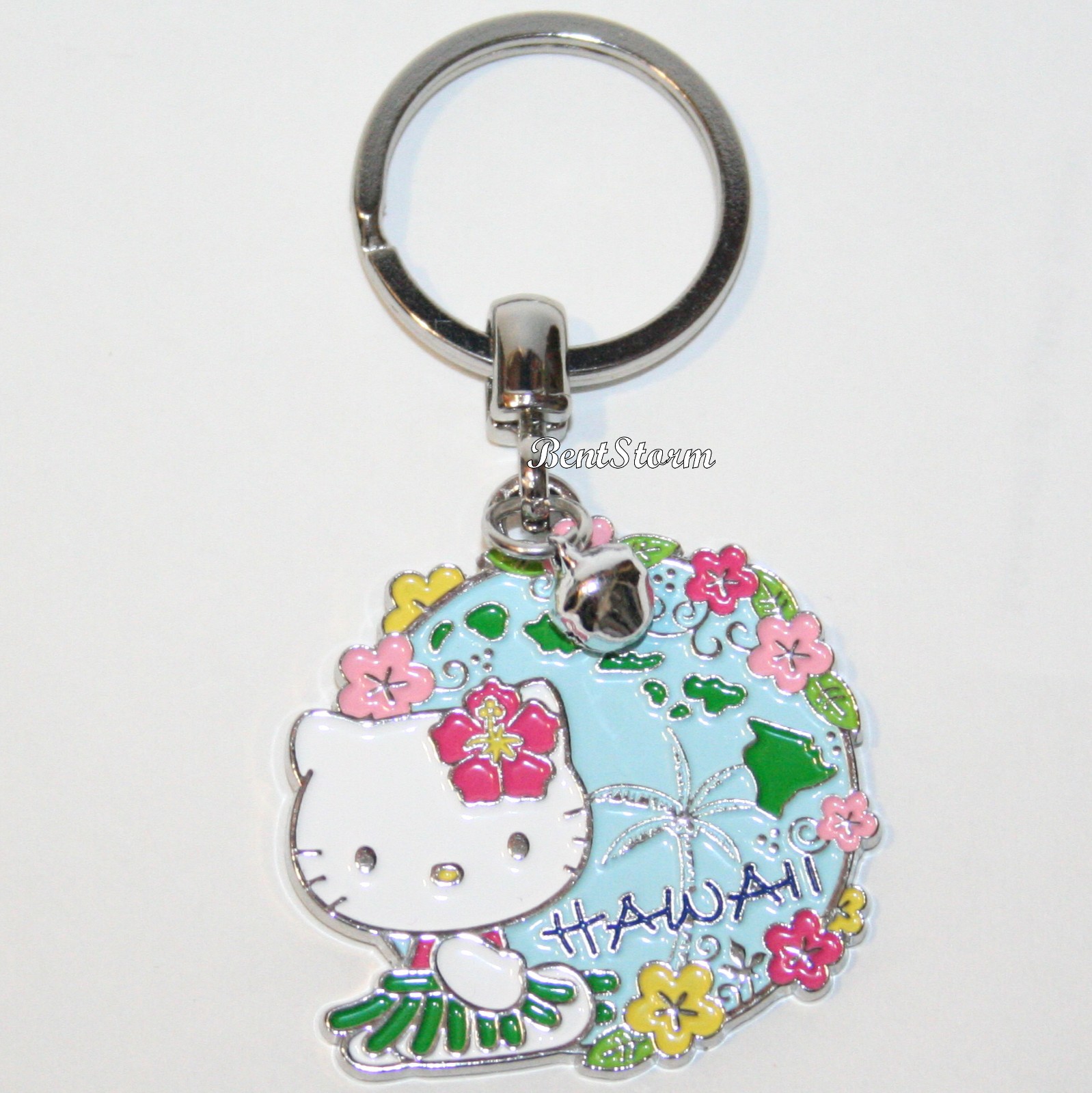 Hello Kitty HAWAII World Islands Metal Charm Key Ring Chain Keychain Sanrio NEW