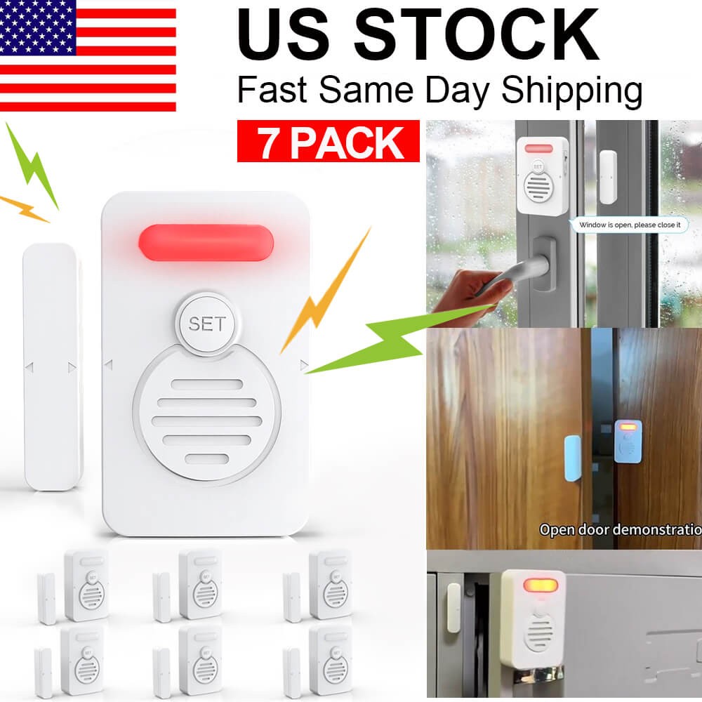 Wireless Door Alarm When Opened Voice Alert Magnetic Sensor Adjustable Volume ×7