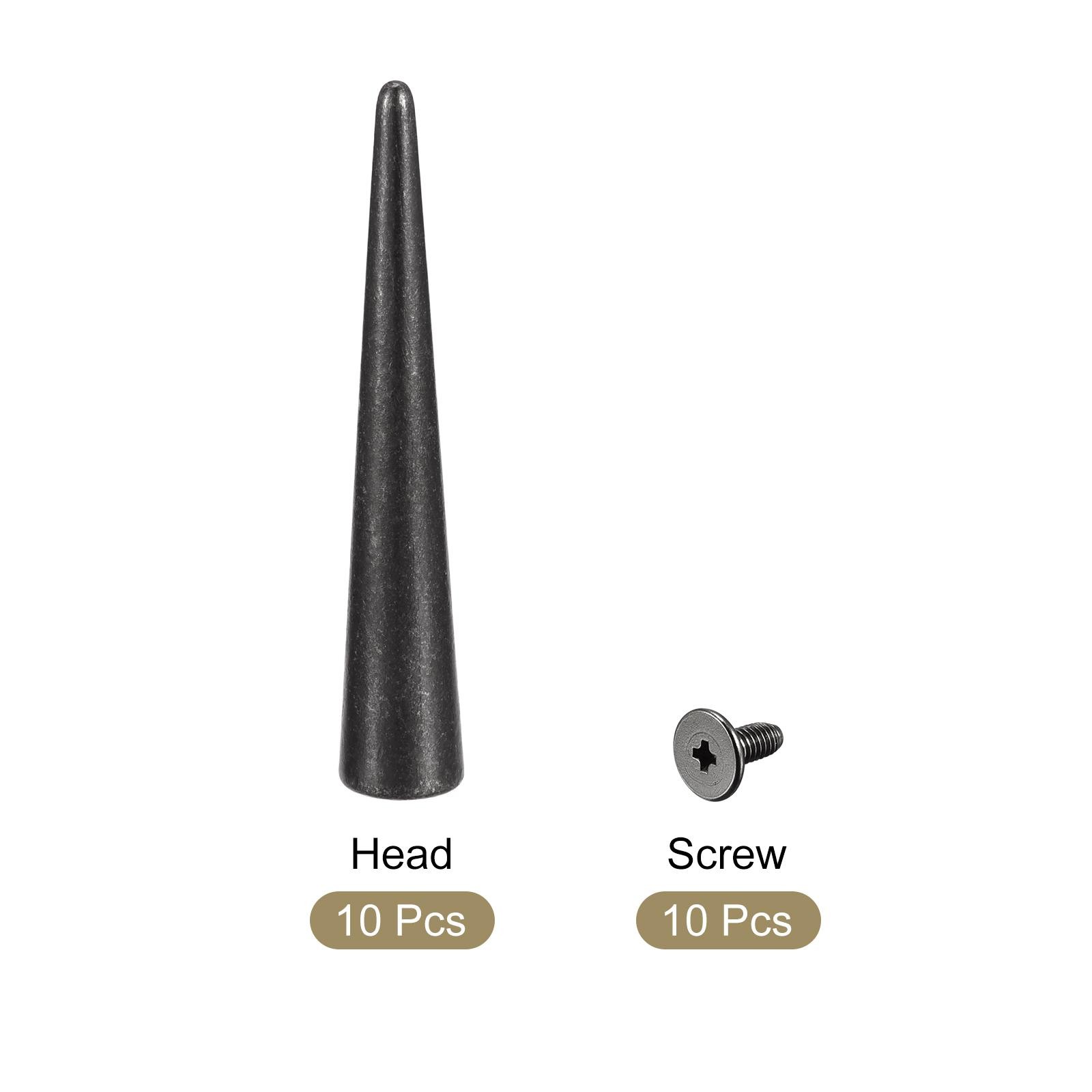 10x55mm Screw Back Rivets, 10 Set Solid Leather Studs for DIY Black