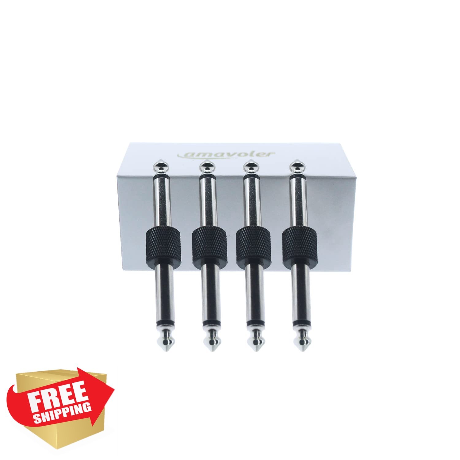 amavoler 4 Pack 1/4" Black Guitar Pedal Coupler