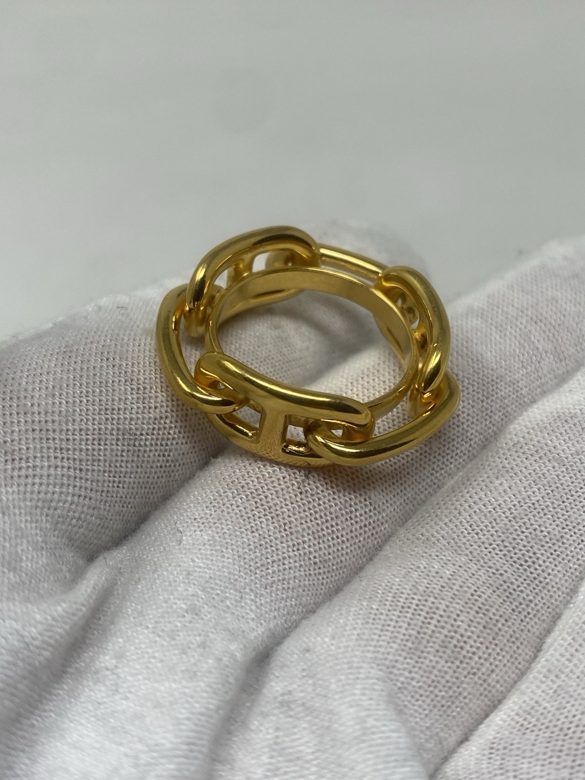 HERMES Regate Chaine Dancre Scarf Ring Gold Tone