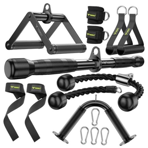 Cable Attachments for Gym, LAT Pulldown & Cable Machine Short Bar Set