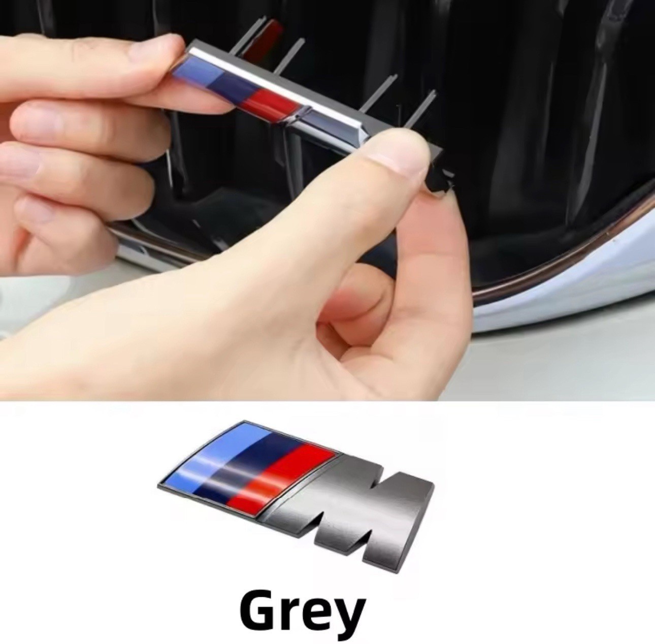 Fit for BMW M FRONT GRILL  Gray  STYLE EMBLEM Badge Letter M