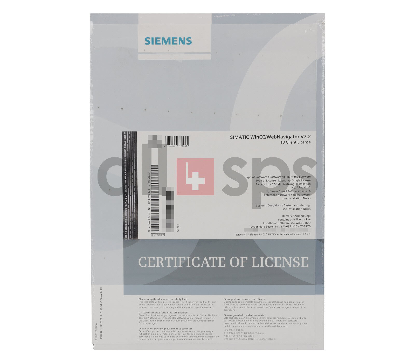 SIMATIC WINCC/WEB NAVIGATOR V7.2 - 6AV6371-1DH07-2BX0 (NS)