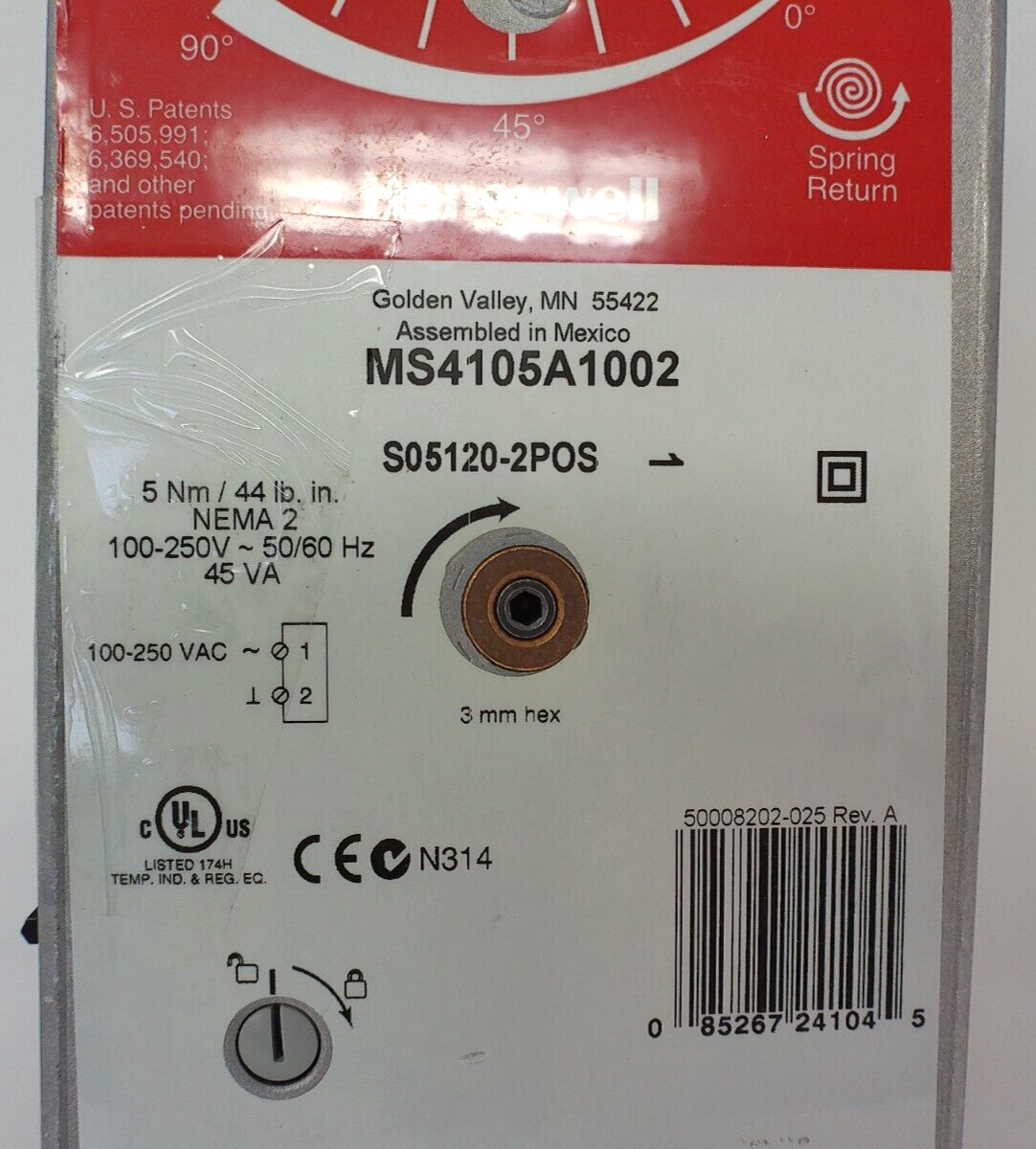 Honeywell MS4105A1002 Direct Coupled Actuator
