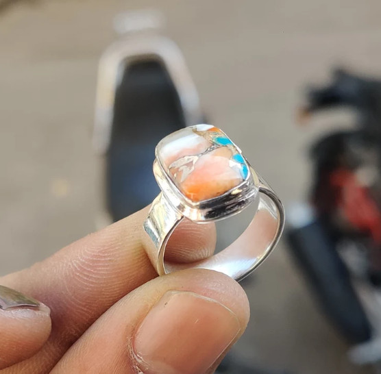 Oyster Turquoise 925 Sterling silver Band &Statement Ring Handmade Ring All Size
