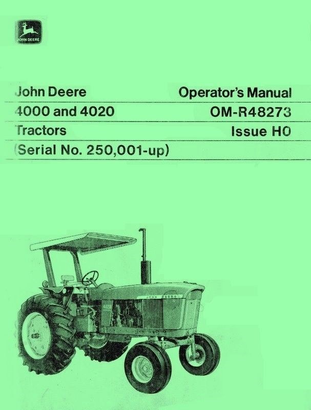 John Deere Model 4000 and 4020 Tractor Operators Manual SN 250001-up JD