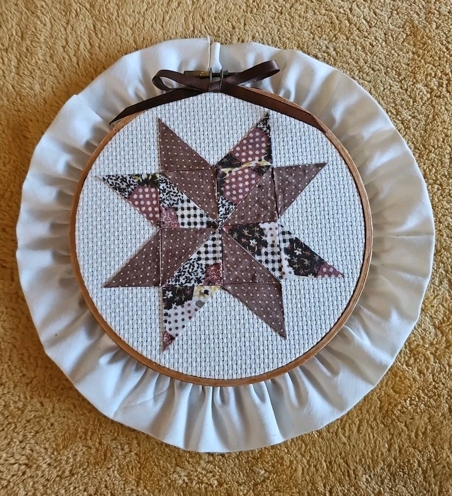 Applique Hoop Art 6" Vintage Cottagecore Shabby Chic Finished
