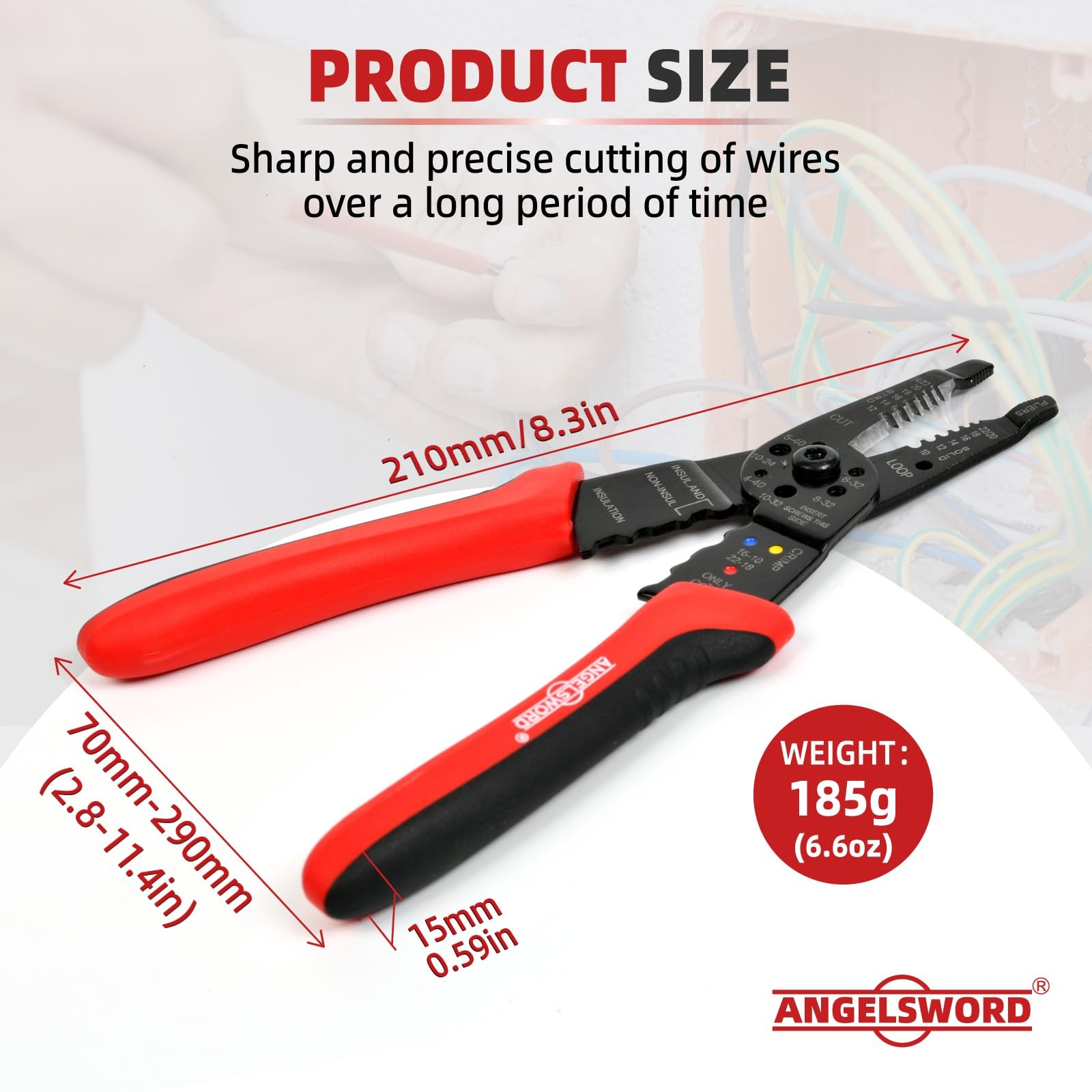 8 inch Wire Stripper, Cable Stripper, Crimping Pliers, Wire Cutter, Wire Crim...