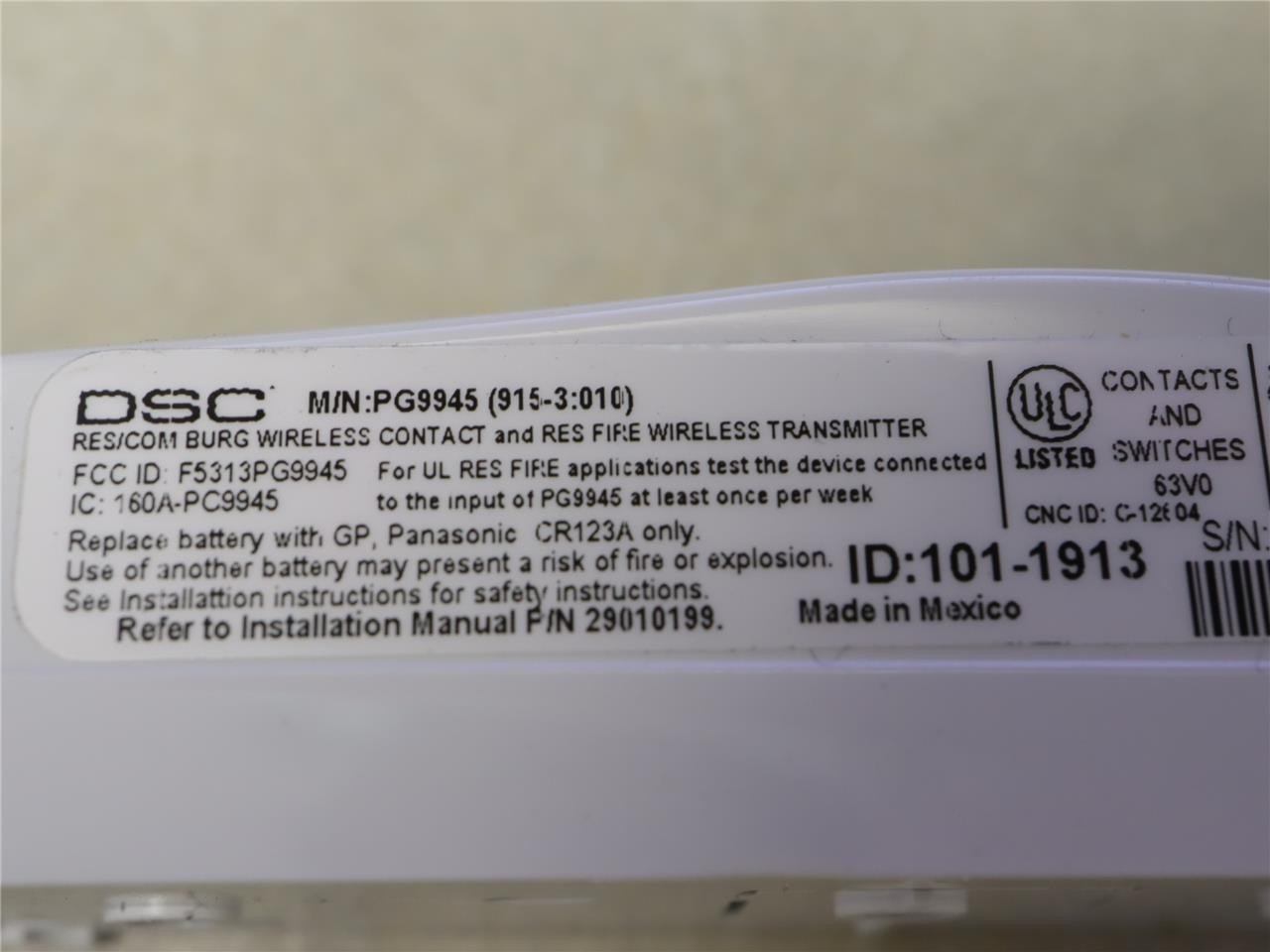 DSC PG9945 PowerG Wireless Security Contact with Auxiliary Input