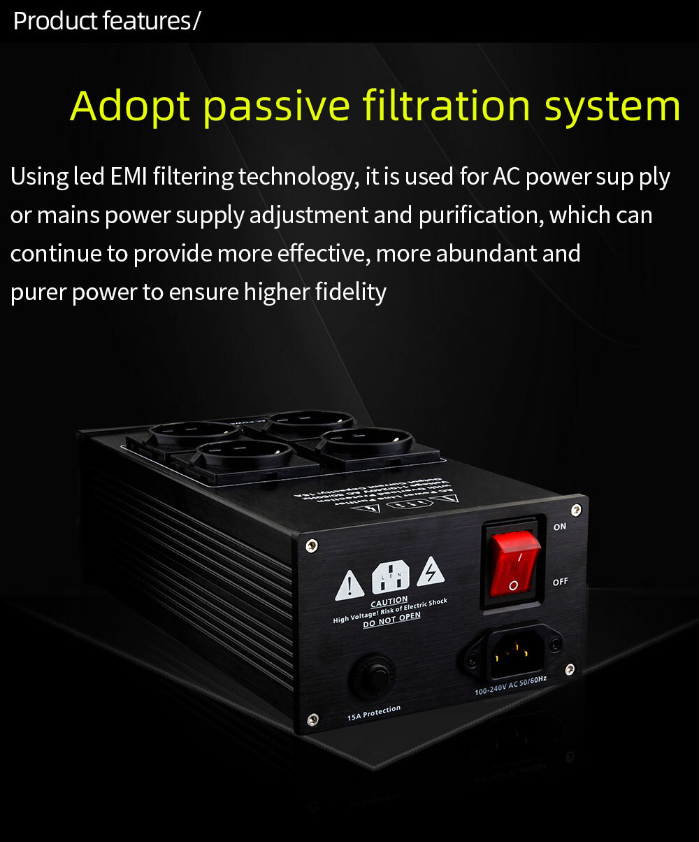 HiFi Power Filter Eu Plug Power Noise Filter Amplifier Power Conditioner Outlets