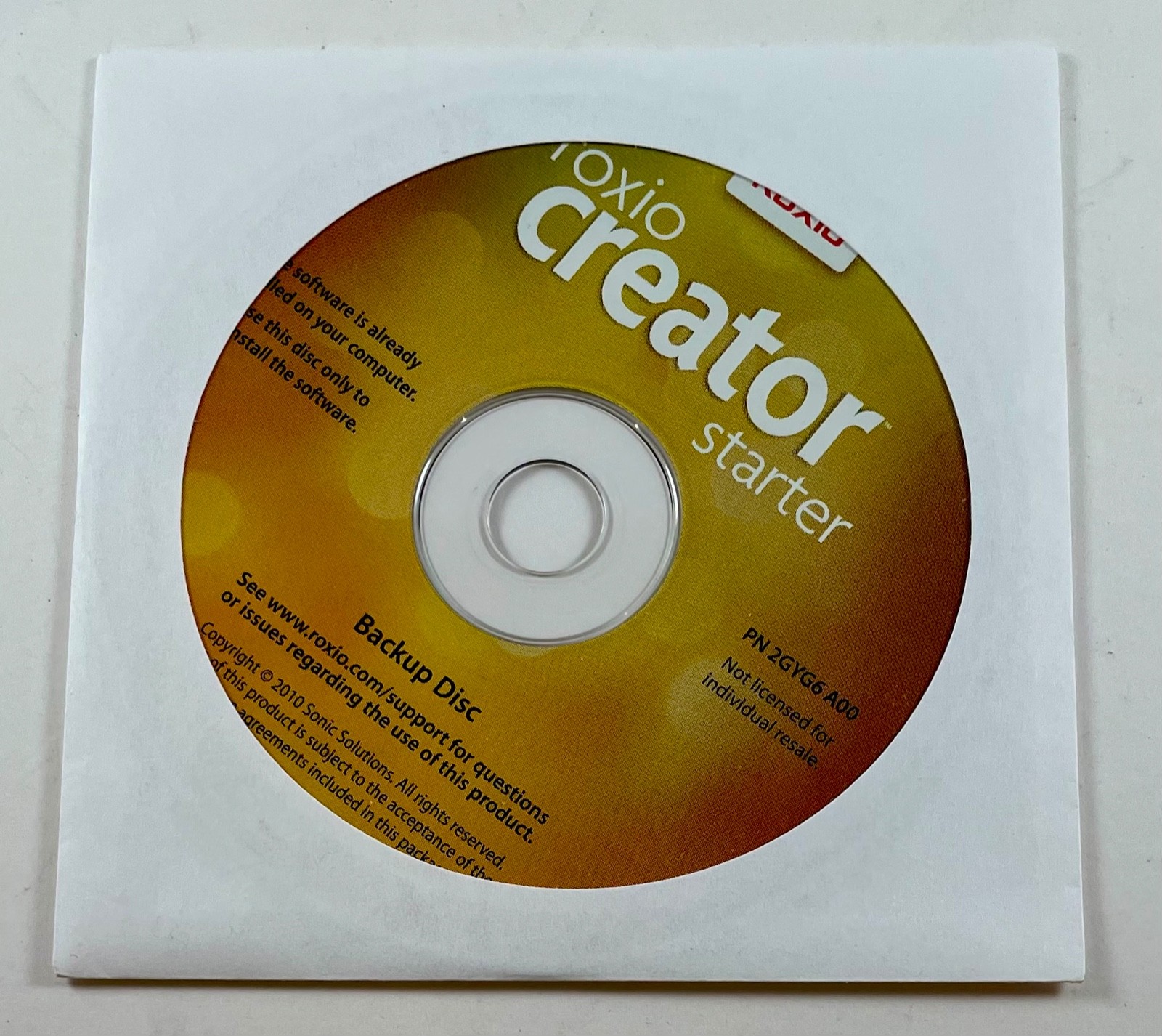 Roxio Creator Starter Dell Edition 2010 Backup Disc 0GYD9F