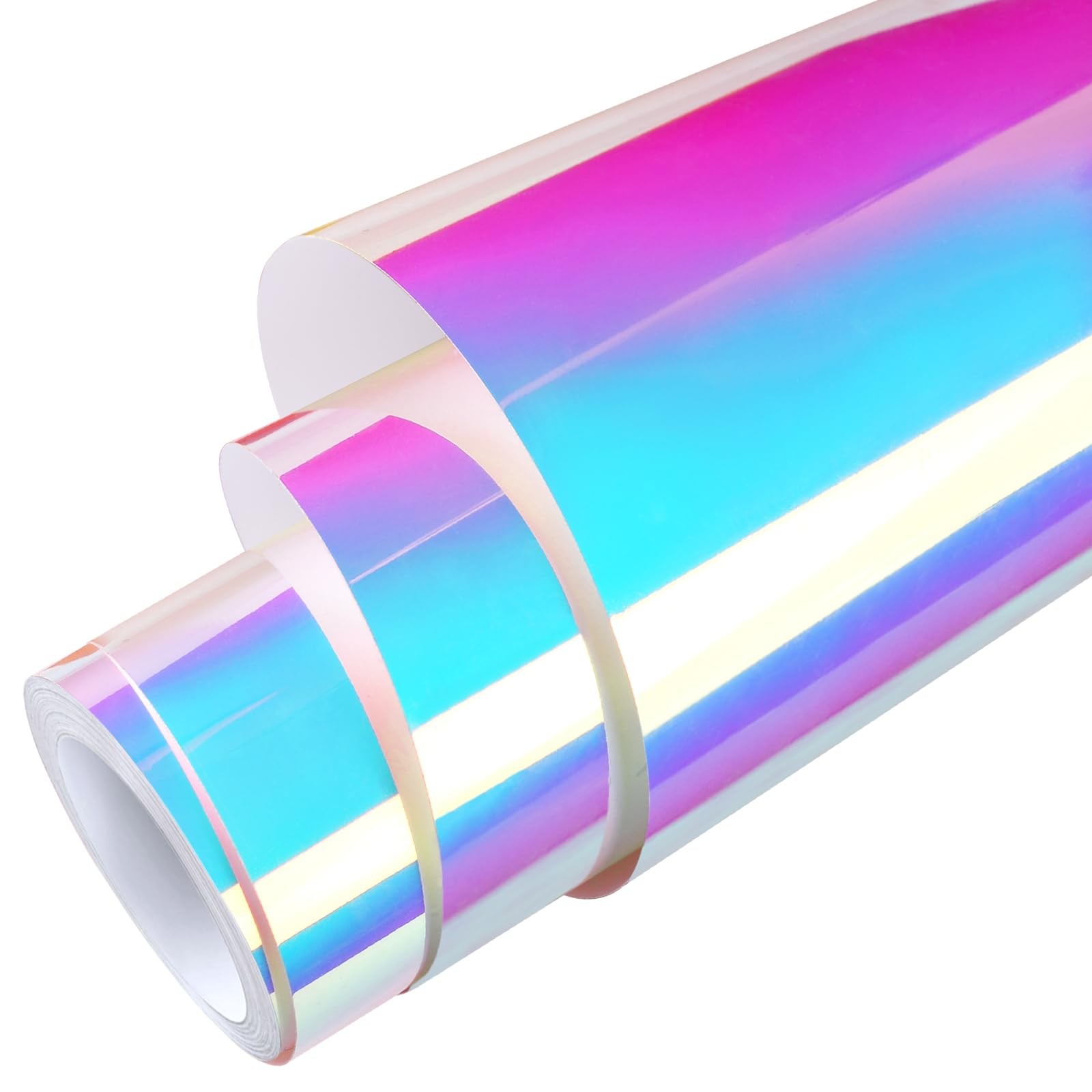 WRAPXPERT Holographic Permanent Vinyl,12" x8ft Iridescent 12"x8ft, Opal White