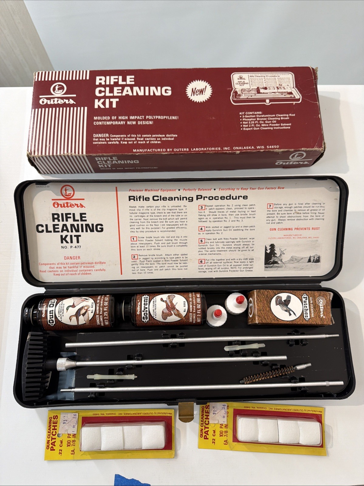 Vintage NOS Outers .22 Caliber Rifle Cleaning Kit No. P-477 In Original Box