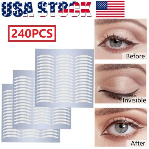 240pcs Eyelid Tape Sticker Invisible Narrow Instant Eye Lift Strips With Tool US