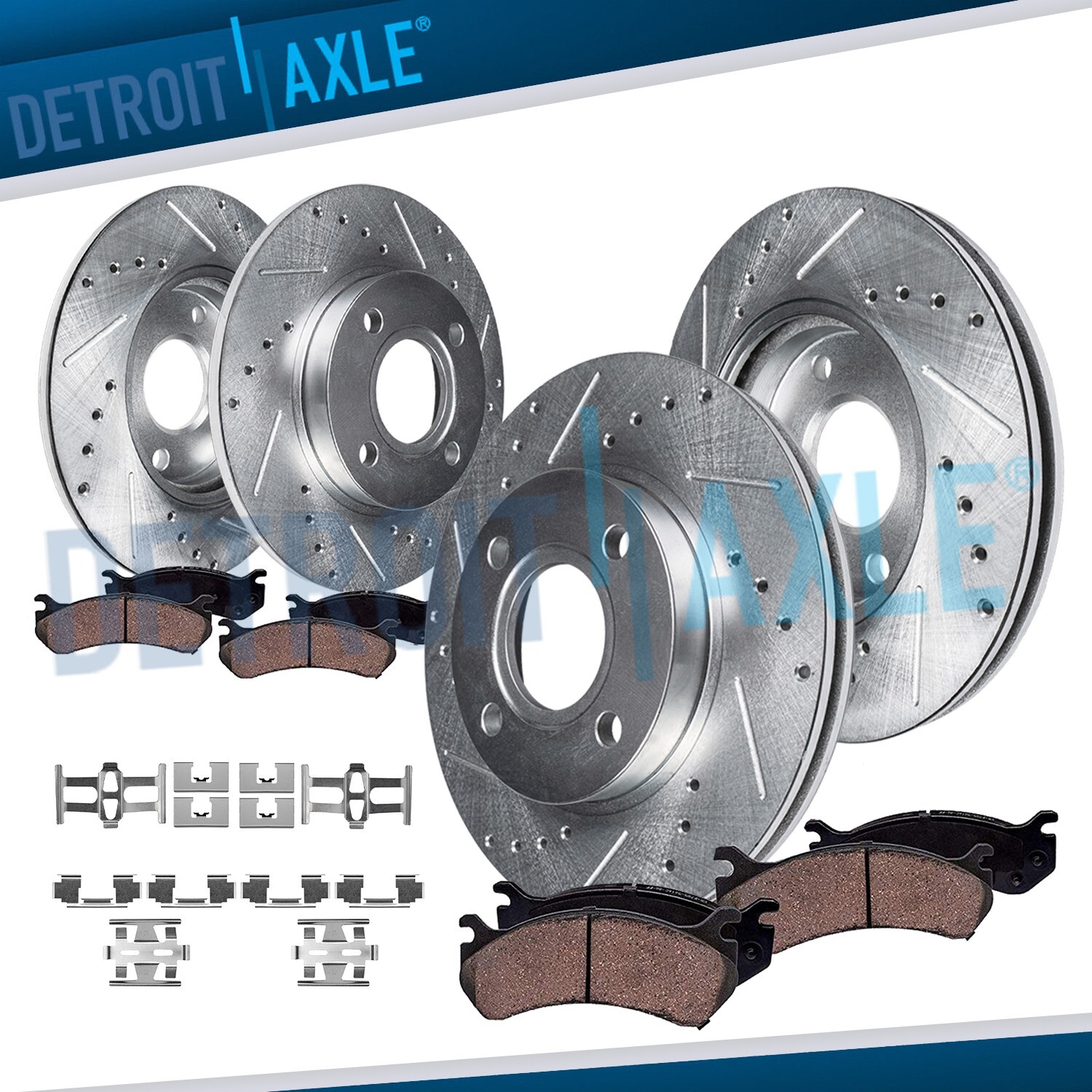 Front Rear Drilled Disc Brake Rotors Ceramic Pads for Honda Civic Acura Integra