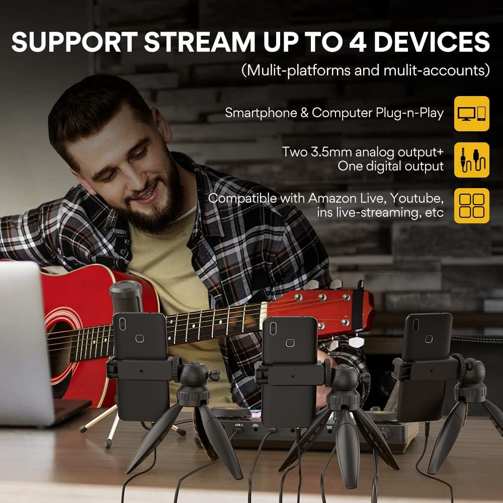 Podcast Equipment Bundle Kit Microphone Audio Sound Interface Recording Studio
