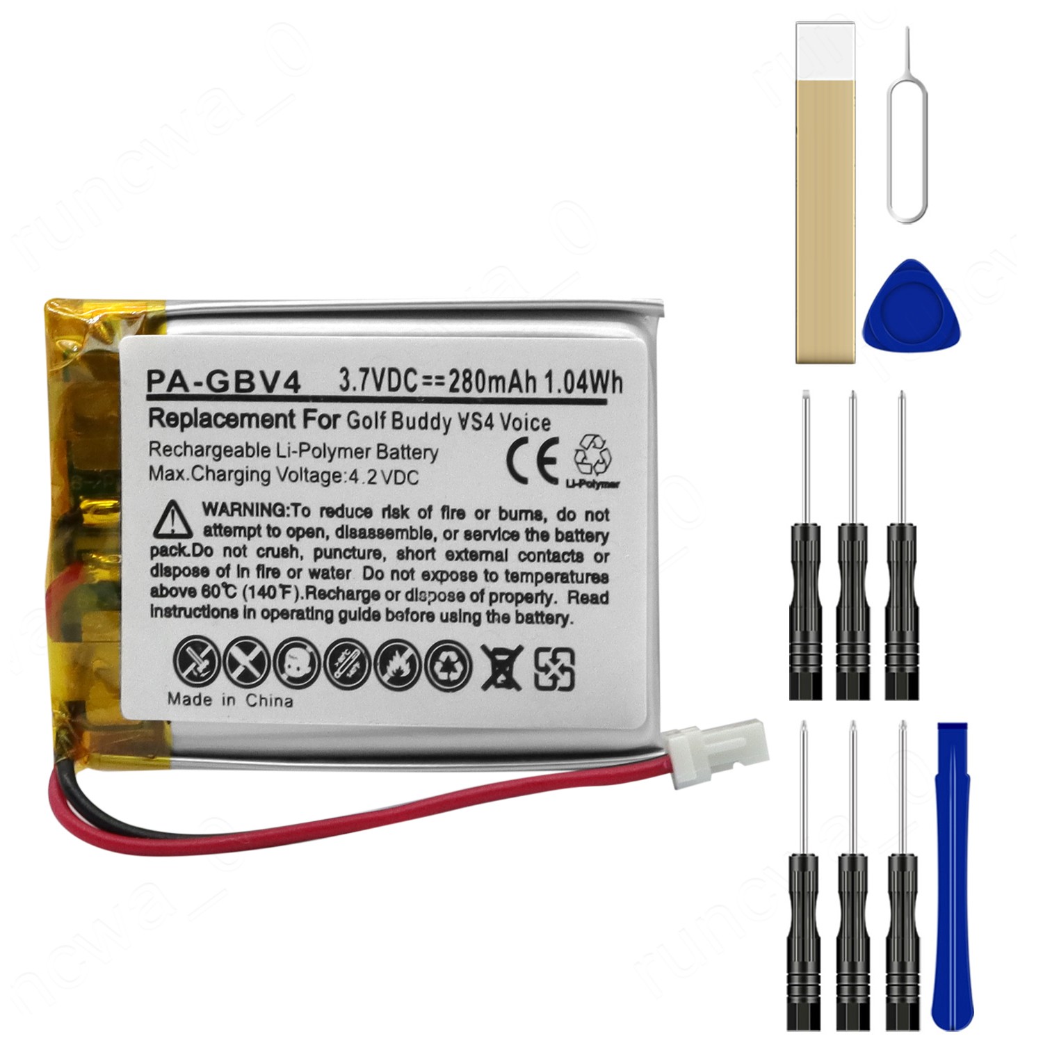 Battery for Golf Buddy Voice VS4 GolfBuddy Voice Plus GPS Range Finder 280mAh