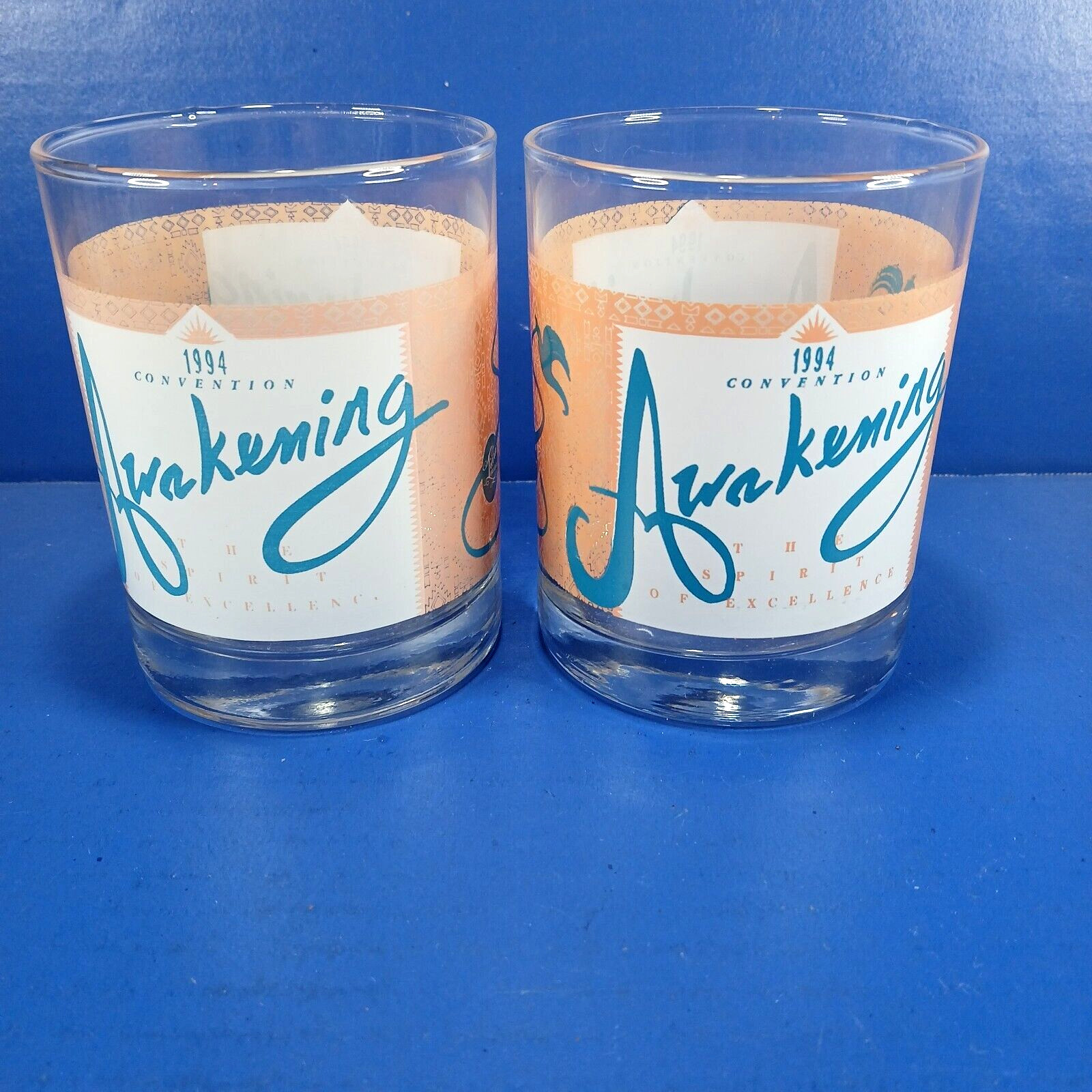 Tiara Exclusives 1994 Convention Souvenir Glasses Indiana Glass Qty of 2