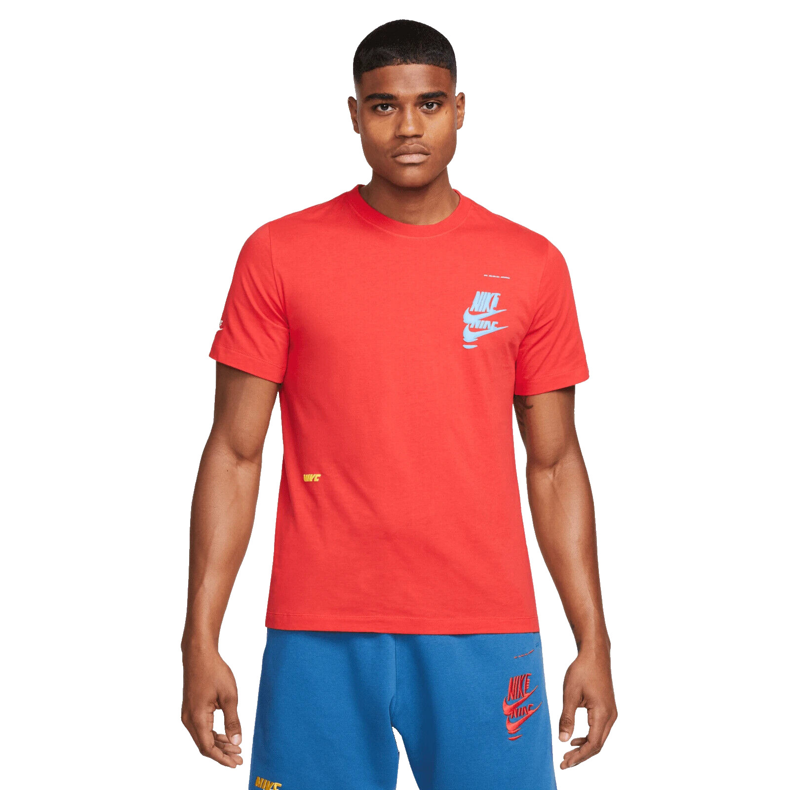 Nike Men SportswearEssential Futura Glitch Tee in Red/Blue,Diff.Sizes,DM6379-657