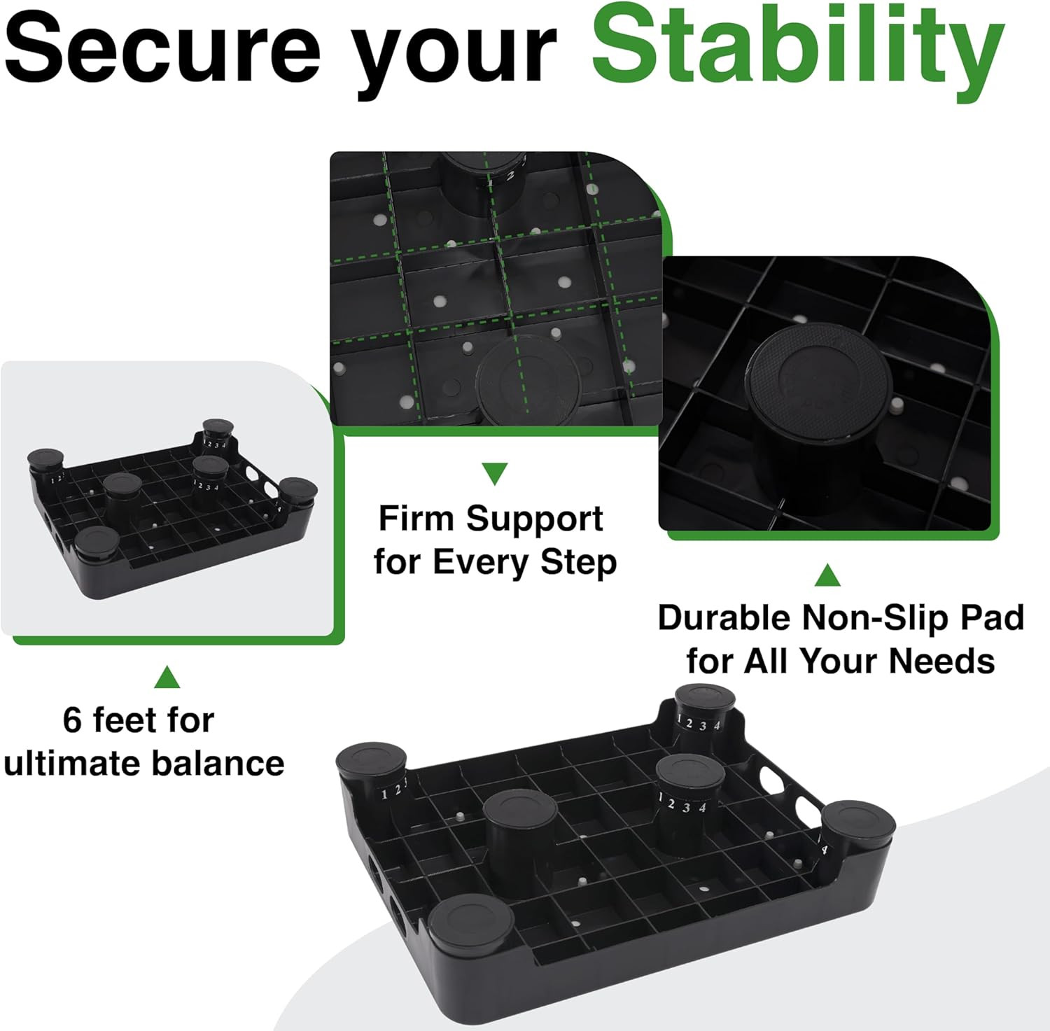 Adjustable Step Stool for Bed, Bathtub, Car and Kitchen, 4-Level Height 3.4"-5",