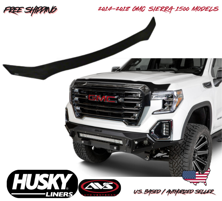 2014-2018 GMC Sierra 1500 Aeroskin Low Profile Smoke Hood Shield Protector Husky