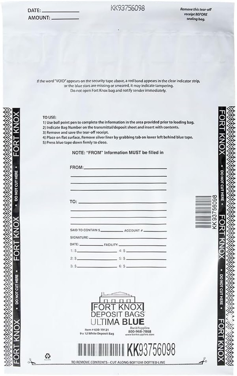 Banksupplies Ultima Blue White Deposit Bags | 9W X 12H | Pack of 500 | Discreet,