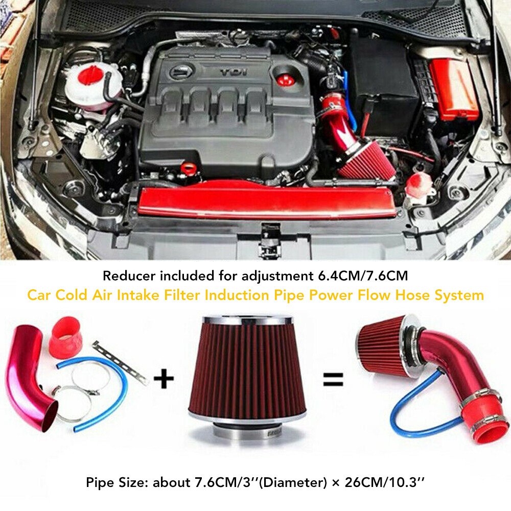 Universal Cold Air Intake Induction Filter Kit Pipe Power Flow Hose System