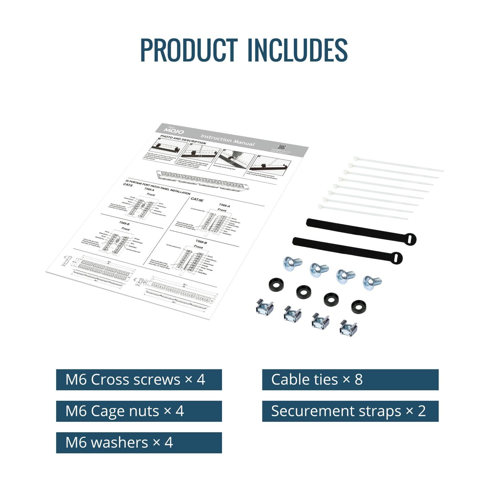 24 Port Patch Panel Cat6 Patch Panel 1U Patch Panel Network Patch Panel for 1...