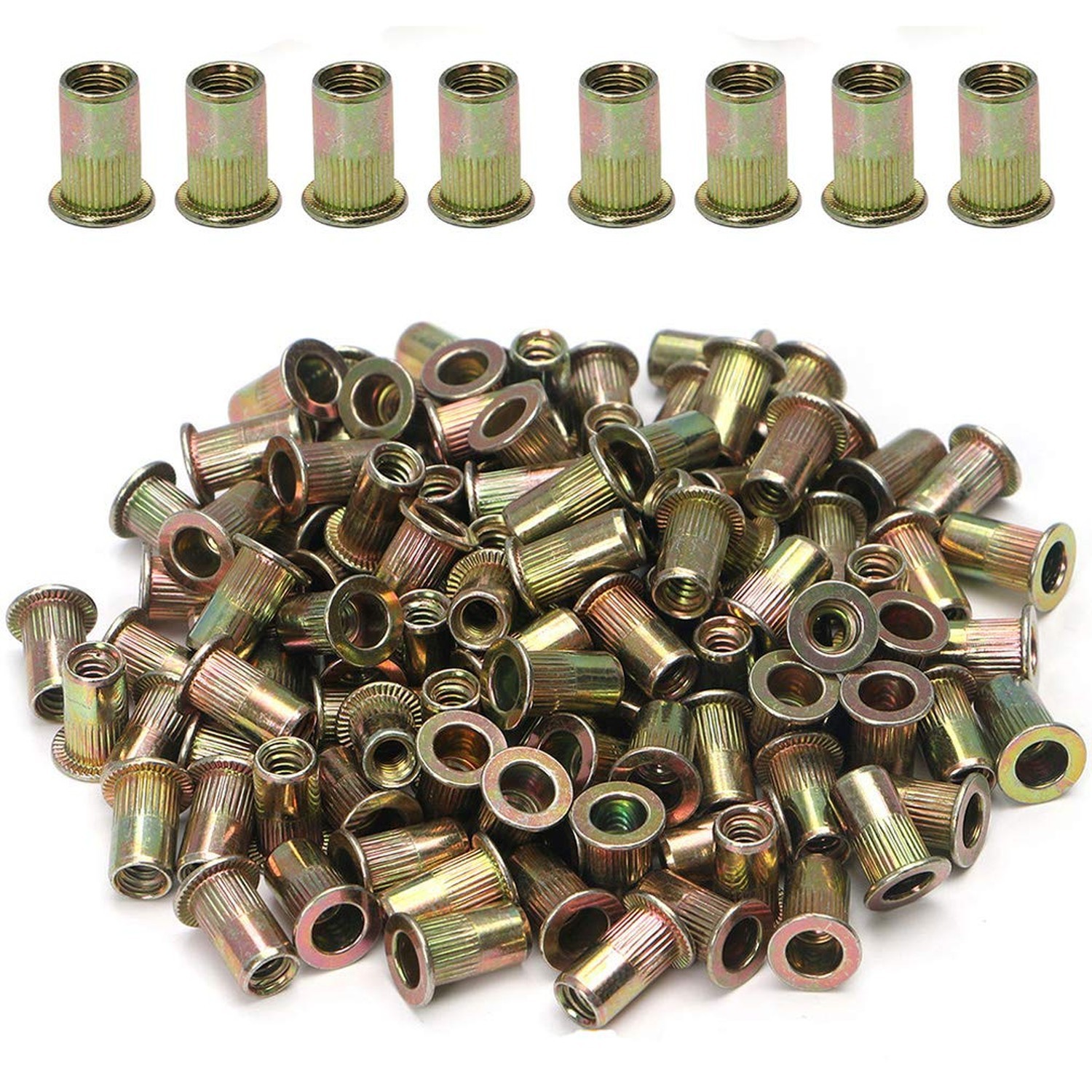 100pcs Carbon Steel SAE Rivet Nuts 1/4-20 Threaded Rivet Insert Nutsert Rivnu...