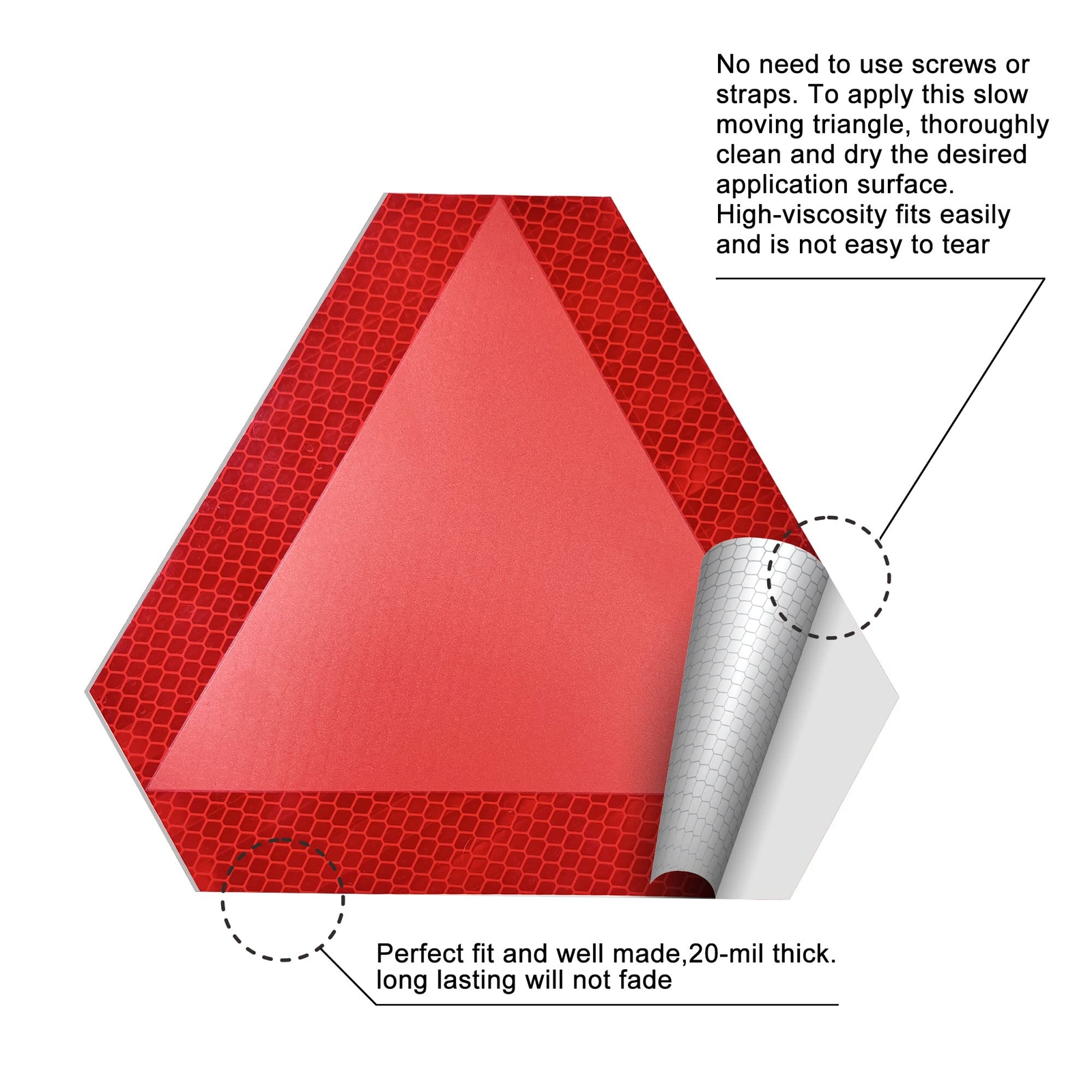 Reflective Slow Moving Vehicle Warning Stickers Diamond Grade 4-Pack