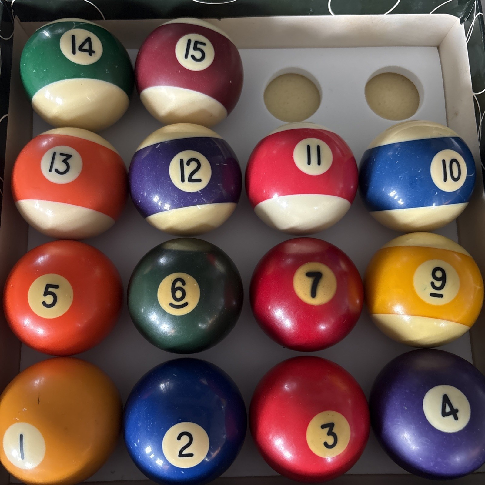 Vintage Balls Missing 8 And Cue.