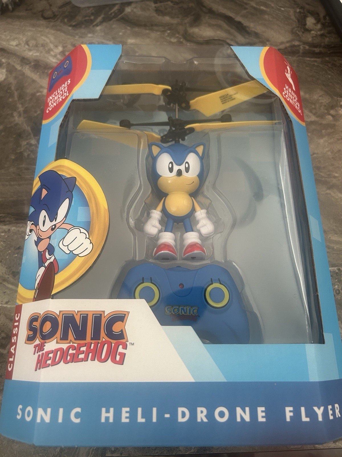 Classic Sonic The Hedgehog Hand Sensor Control HELI-DRONE FLYER & Remote Control