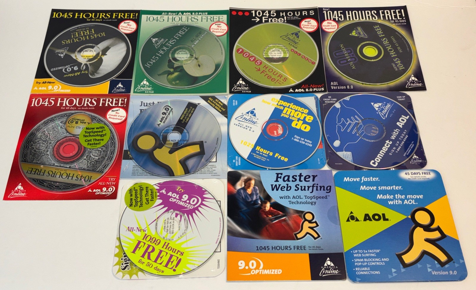 Vintage AOL America On Line CD Discs Collection-Lot of 11 DIFFERENT NEW/SEALED